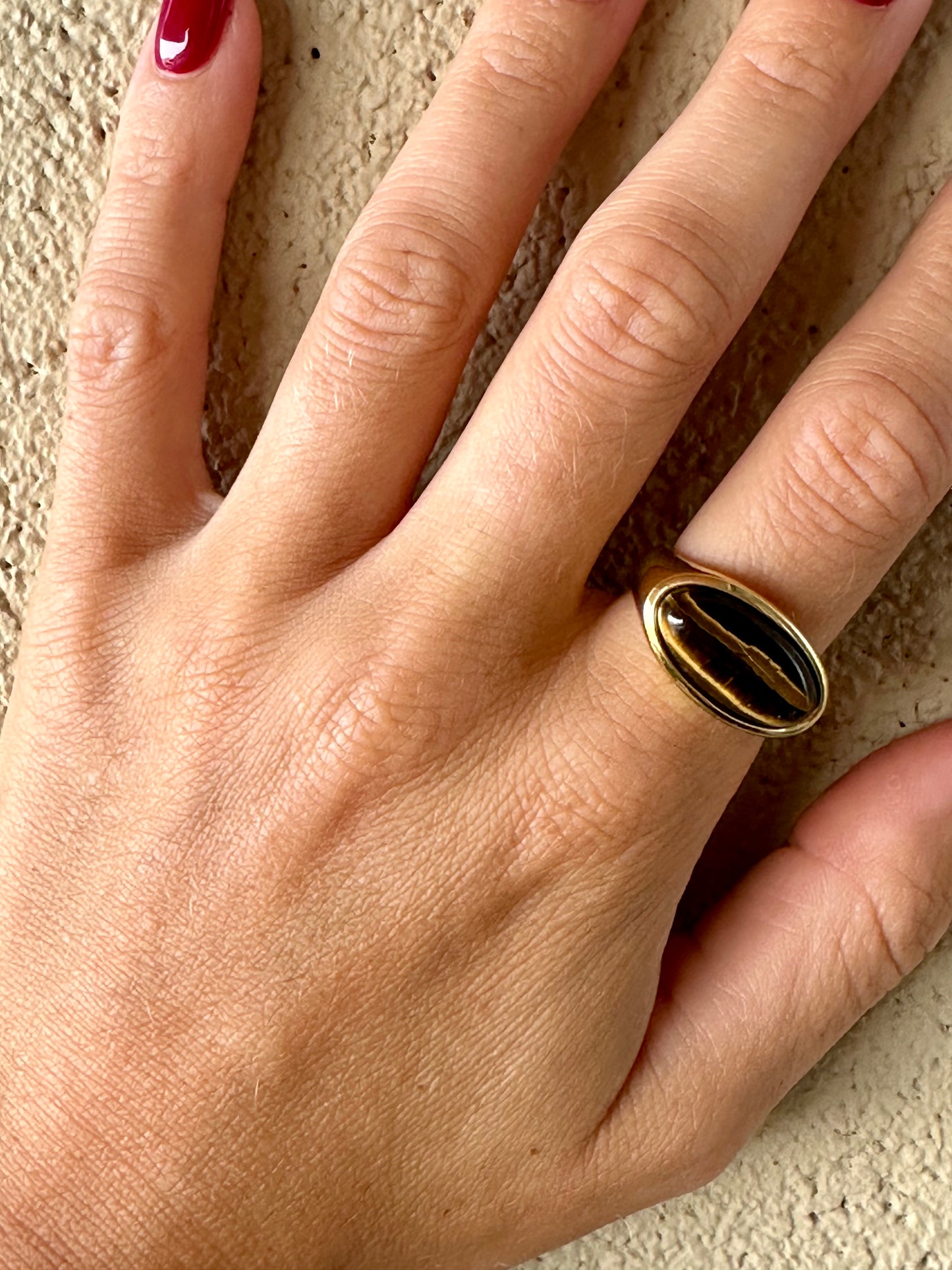 Gouden tijger oog ring