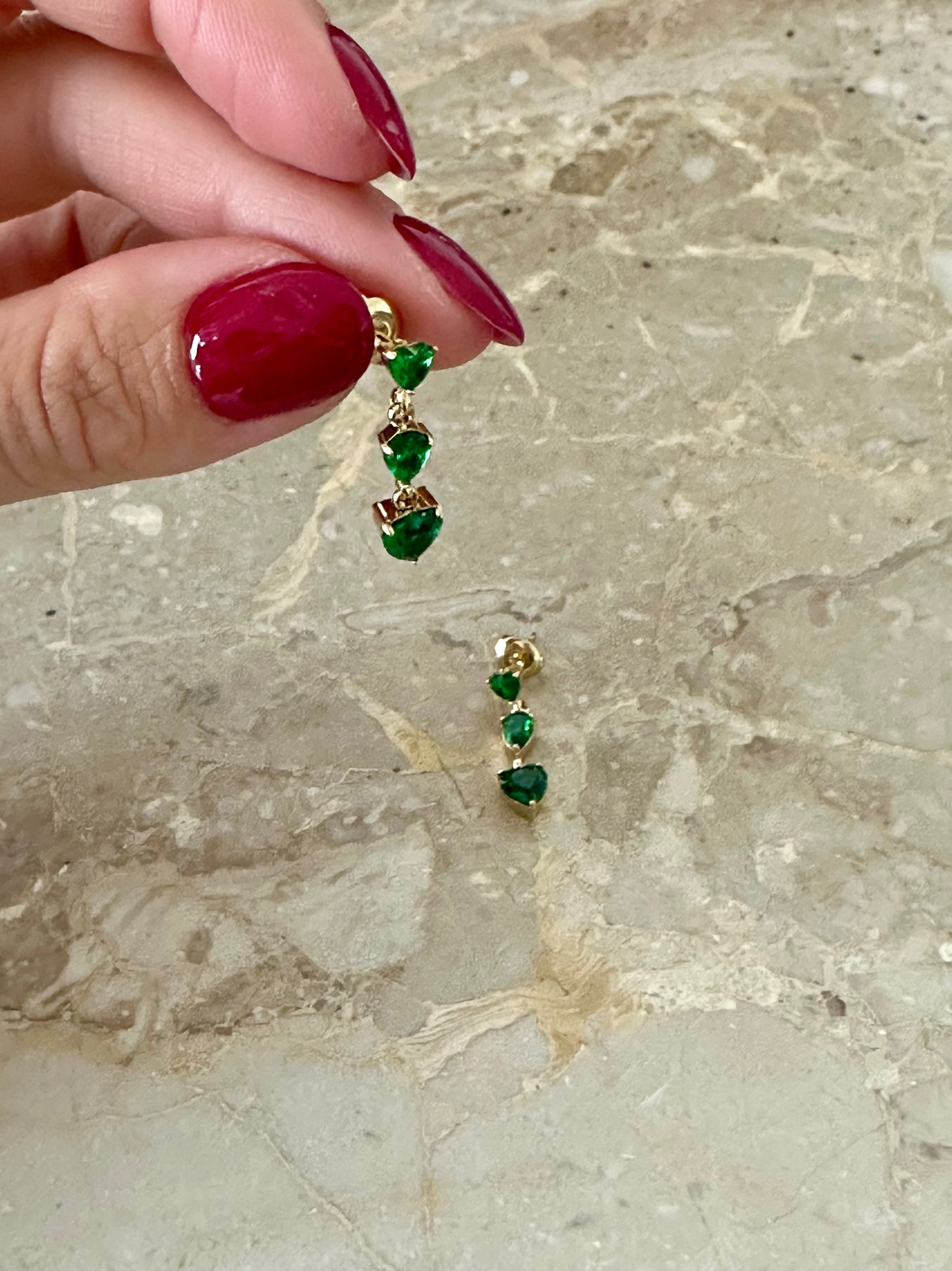 Goudkleurige Oorbellen met Groene Steentjes - Stainless Steel