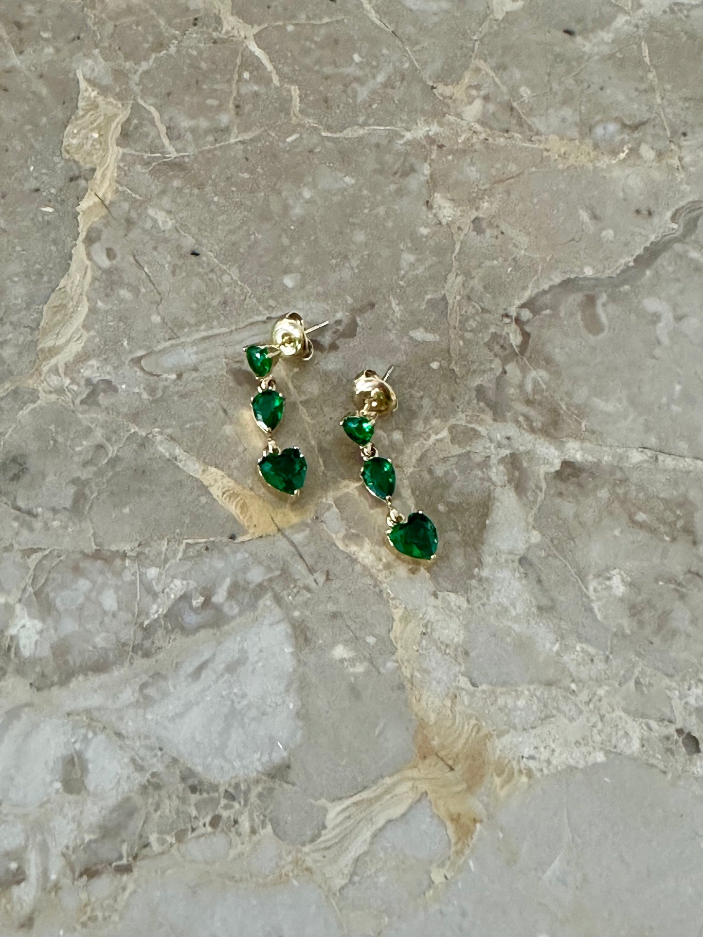 Goudkleurige Oorbellen met Groene Steentjes - Stainless Steel