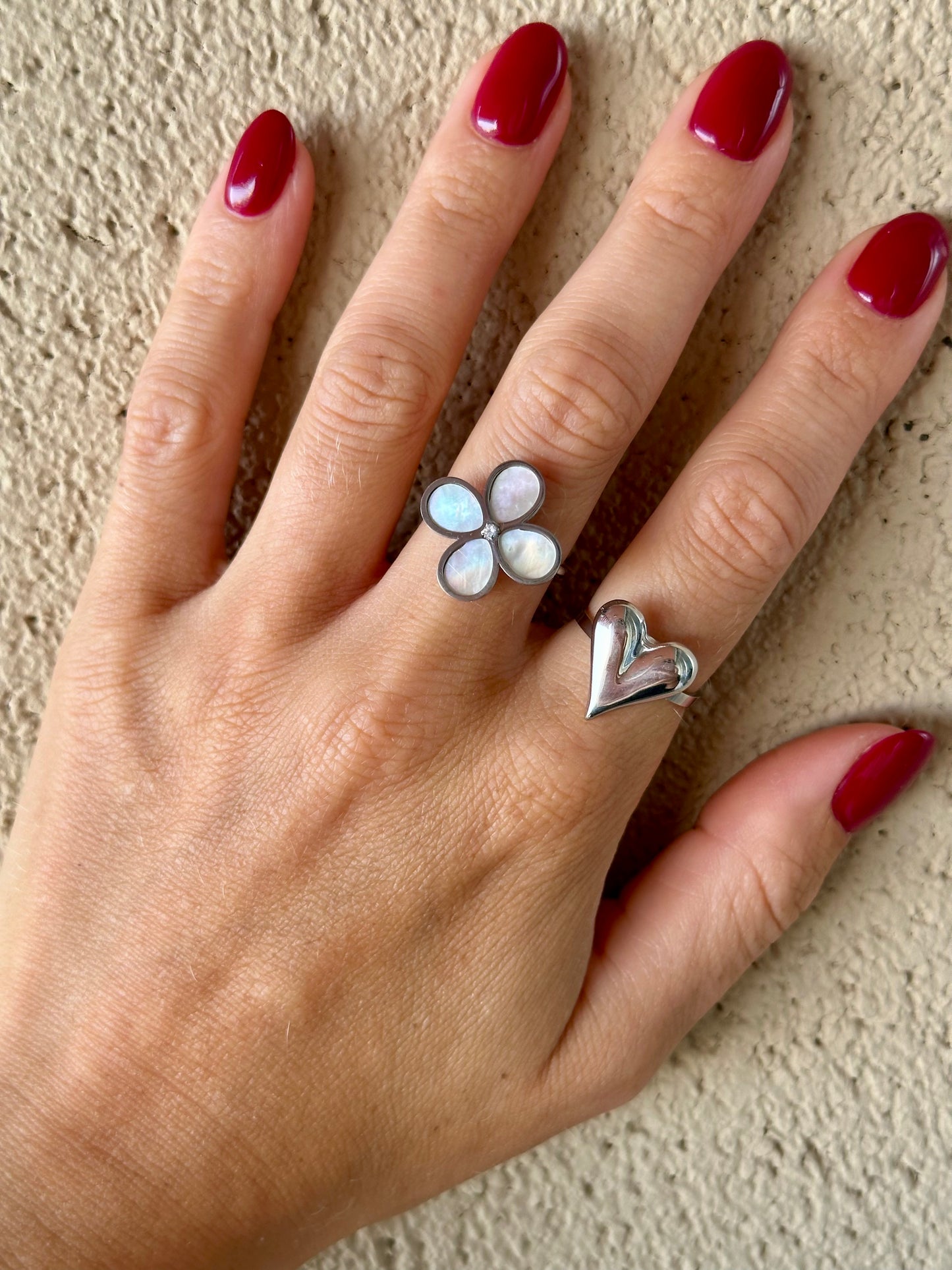 Zilver hartjes ring