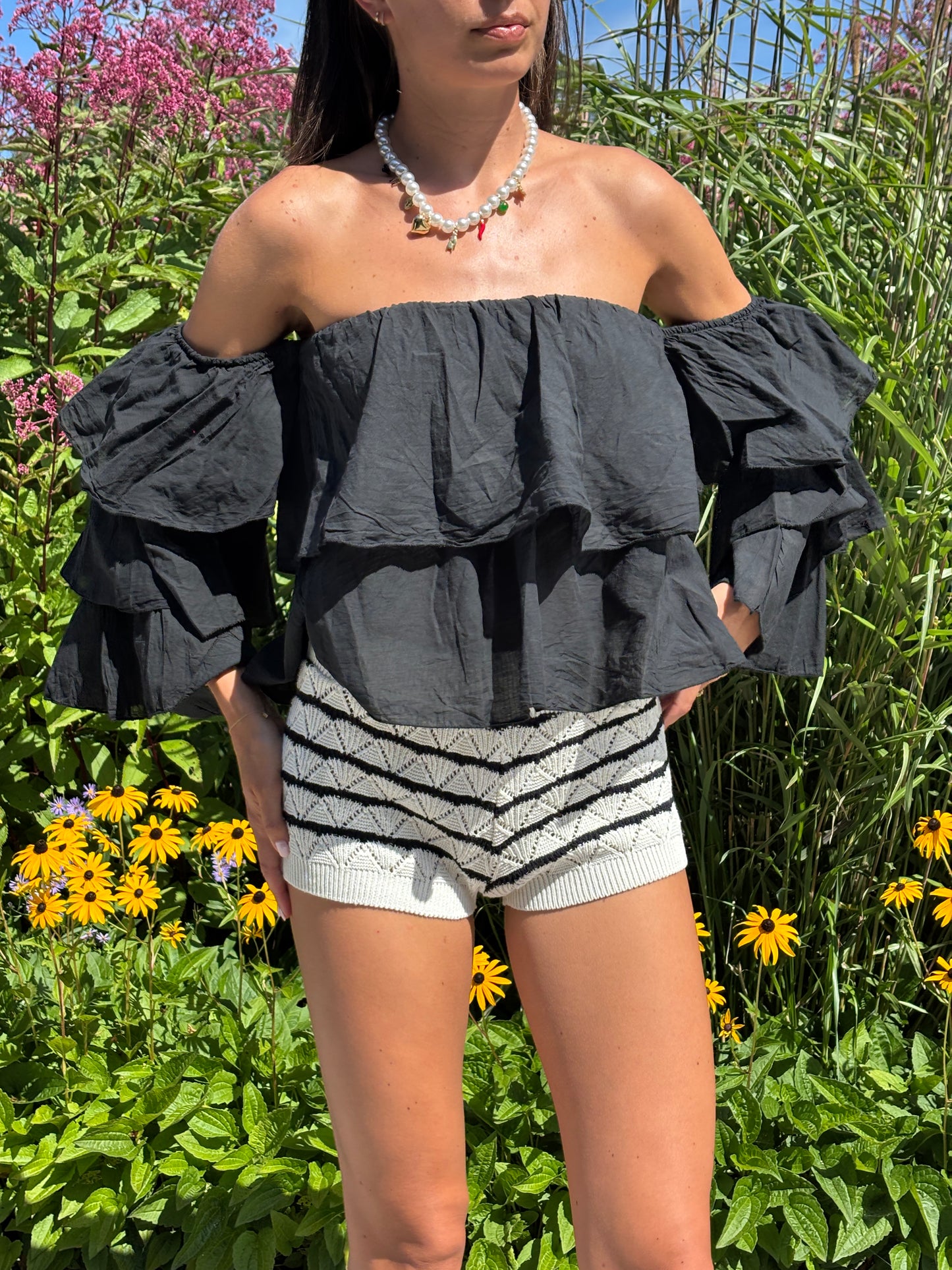 off shoulder zwart