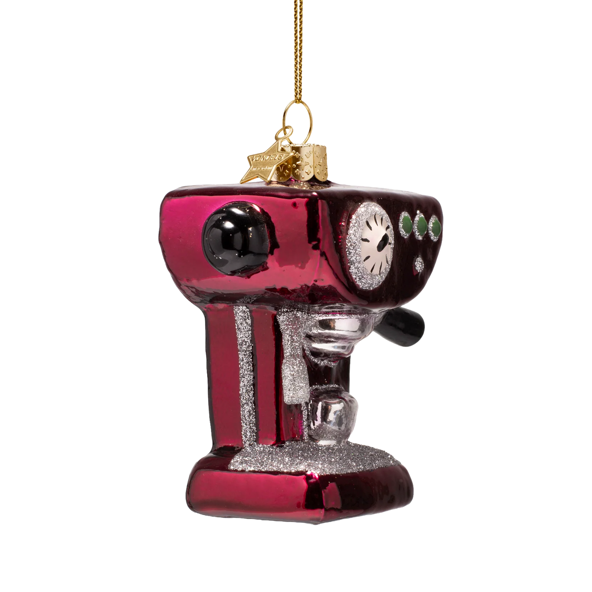 Vondels - Burgandy Koffie Machine Kerst Ornament