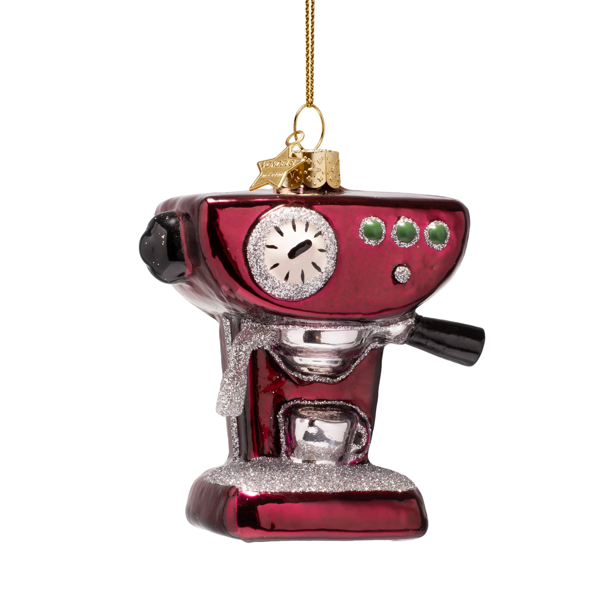Vondels - Burgandy Koffie Machine Kerst Ornament
