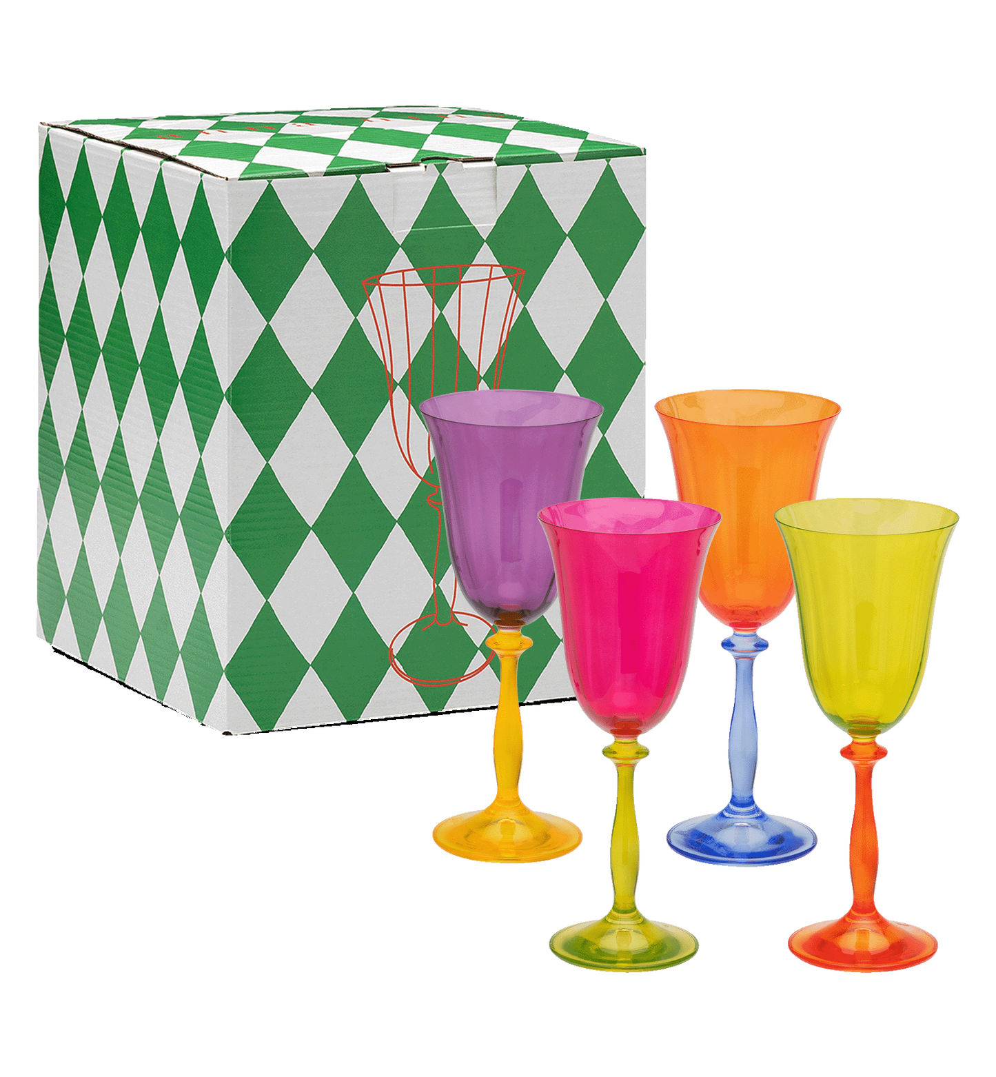Anna + Nina - Multicoloured Optic Wine Glass Set of 4 - Seyss