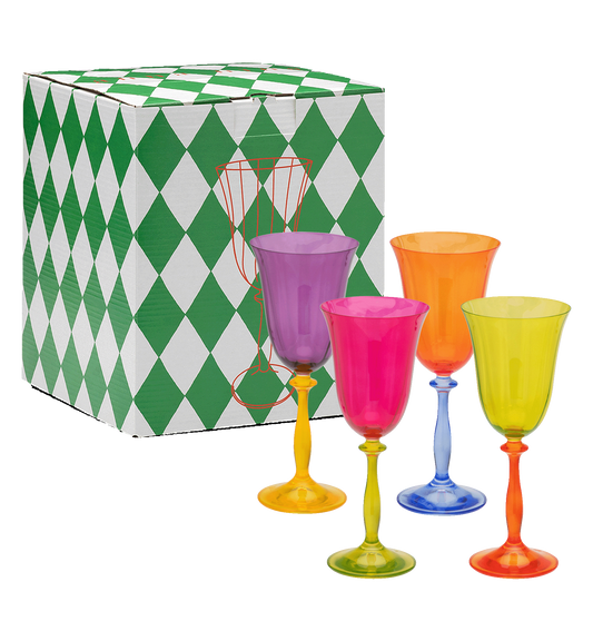 Anna + Nina - Multicoloured Optic Wine Glass Set of 4 - Seyss
