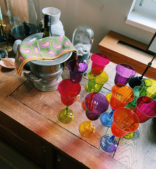 Anna + Nina - Multicoloured Optic Wine Glass Set of 4 - Seyss