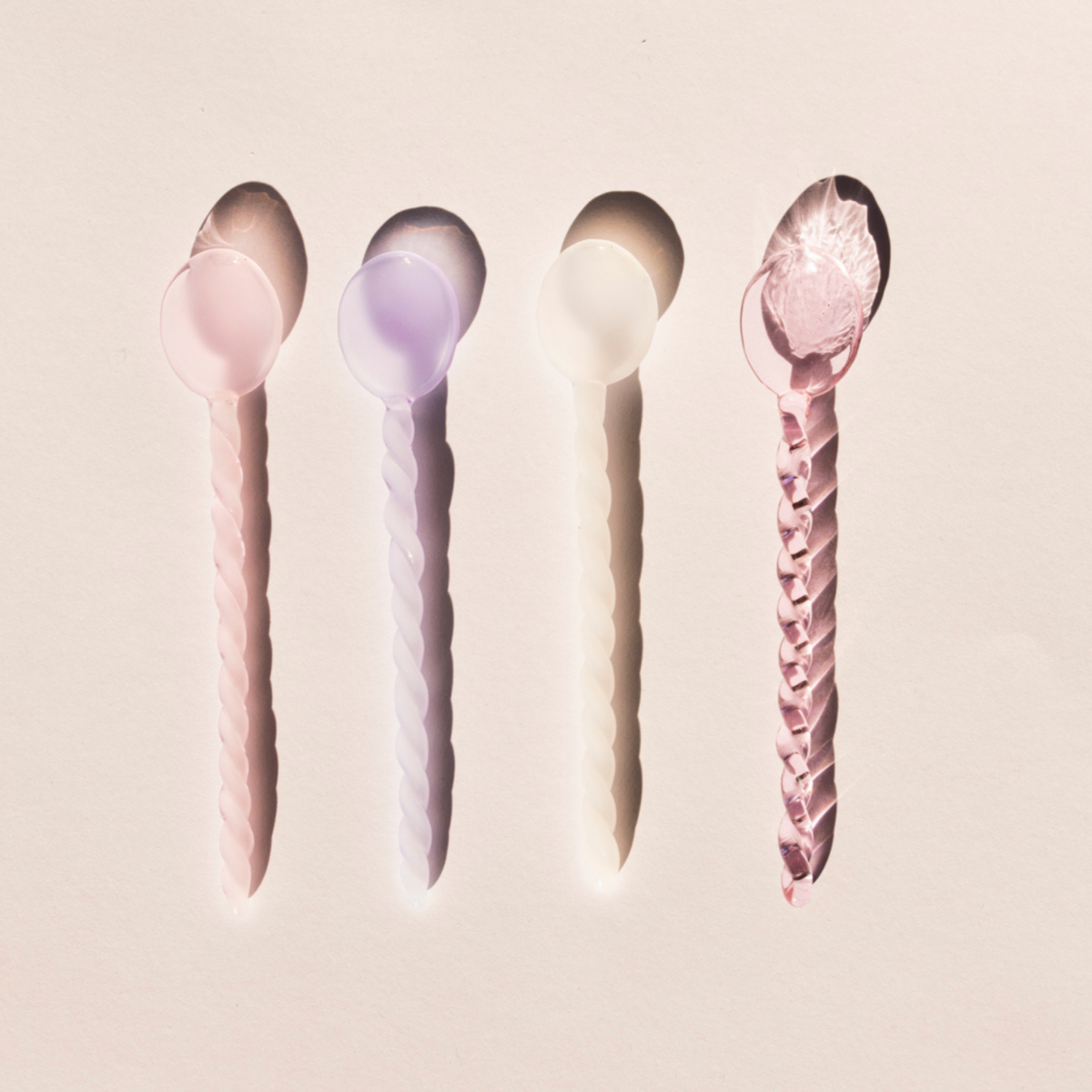 Glass twisted spoons