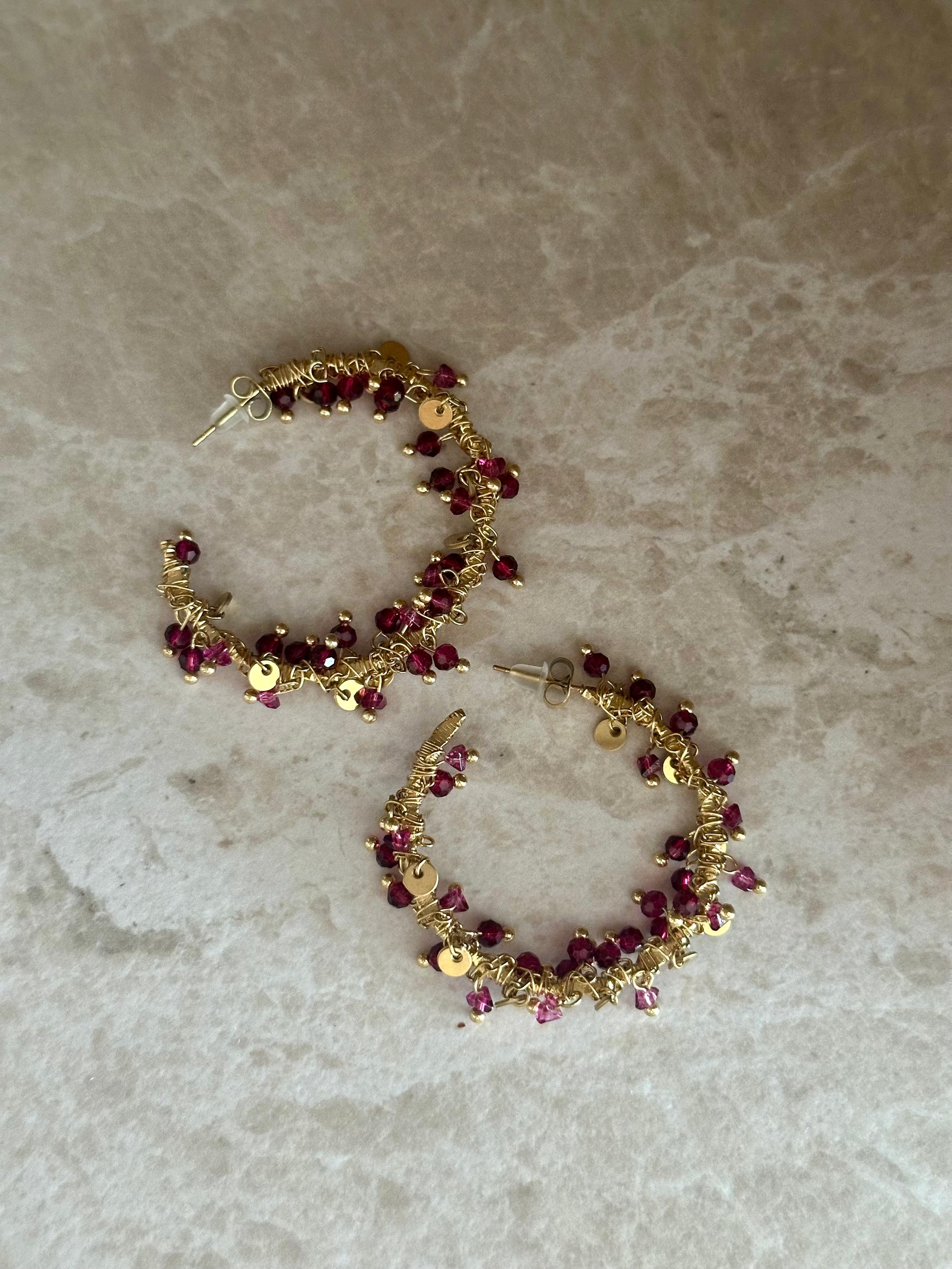 Hoop oorbellen paars 