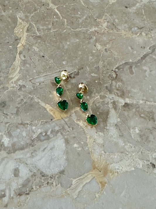 Goudkleurige Oorbellen met Groene Steentjes - Stainless Steel