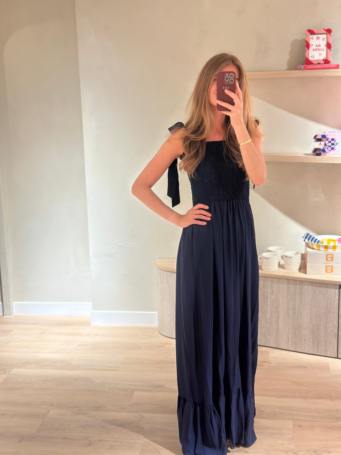 Navy Lange Jurk - Roma