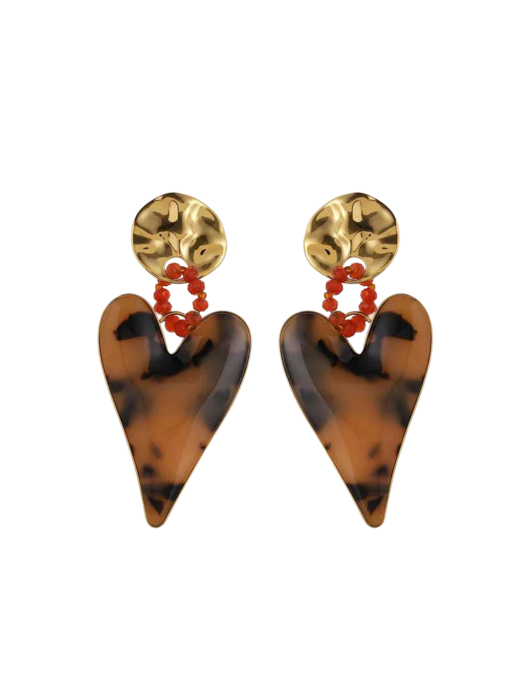 Tijger hartjes oorbellen 