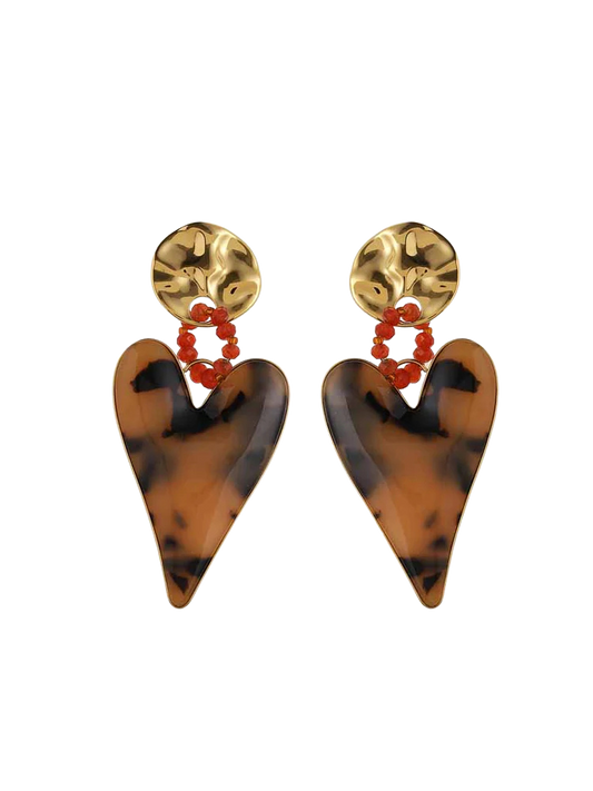 Tijger hartjes oorbellen 