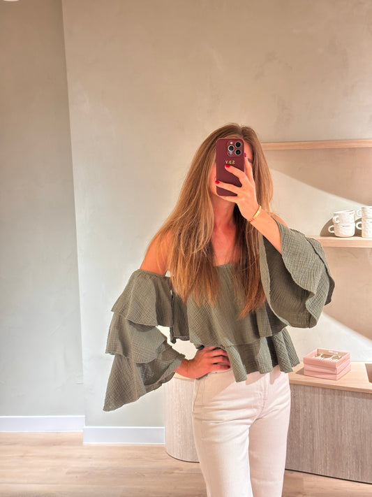 Waffle top groen 