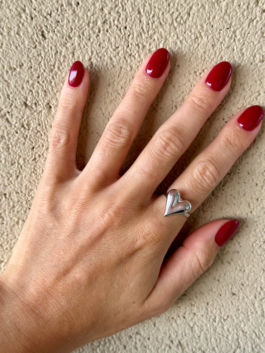Zilveren hartjes ring 